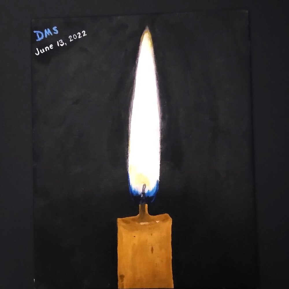 Blazing Flame on Wax Candle Portrait - Original Painting